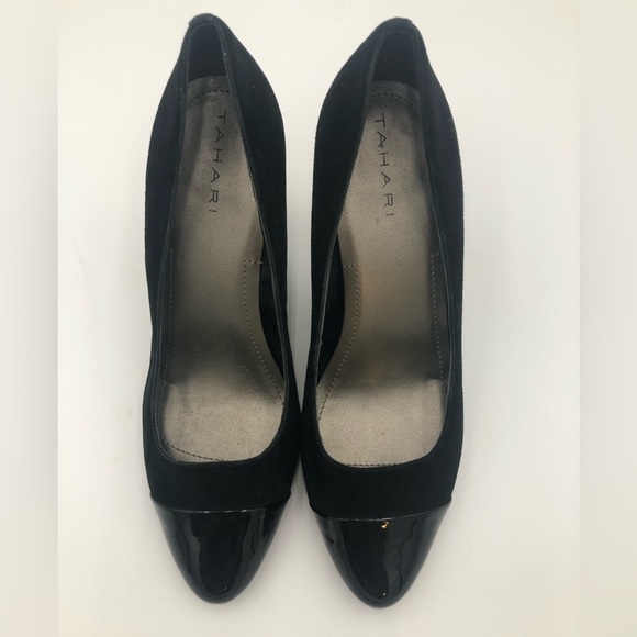 TAHARI Suede black patent toe heels - Picture 8 of 8